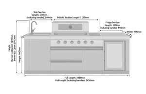 Buschbeck Oxford 4 Burner Gas BBQ Outdoor Kitchen with Fridge and Sink