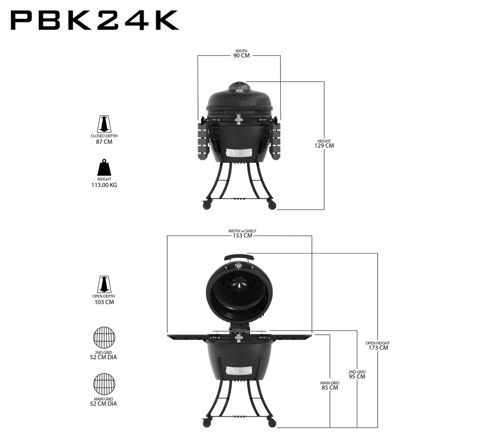 Pit Boss K24 24" (60cm) Black Ceramic Kamado BBQ with Cover